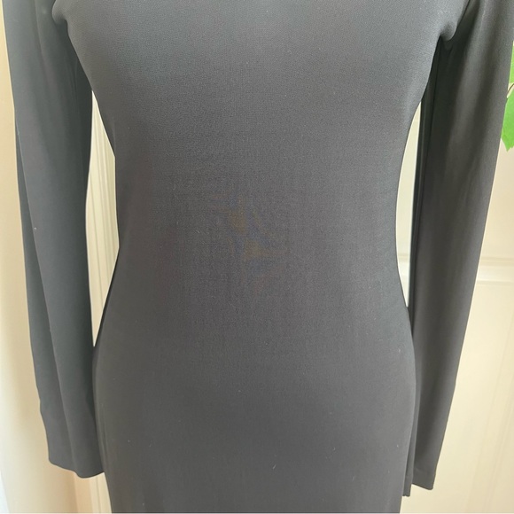 Barney’s New York Long Sleeve V-Neck Midi Cocktail Dress Black Sz 8 - Picture 4 of 16